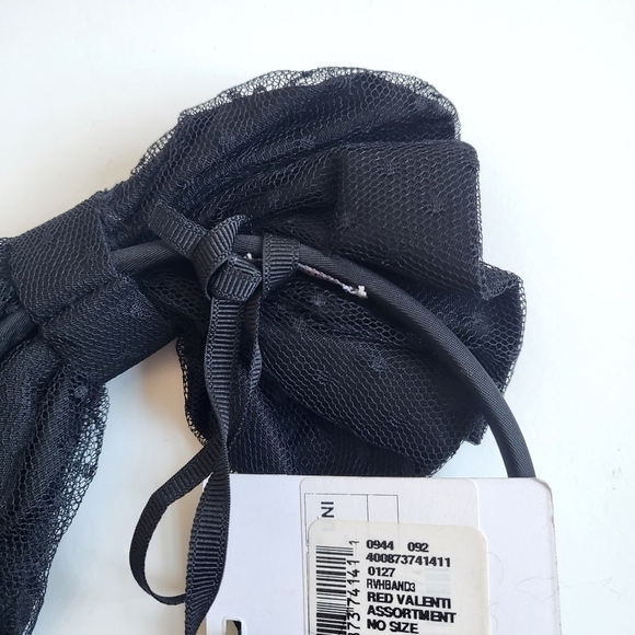 New Red Valentino Point D\'esprit Tulle Side Maxi Bow Black Headband New With Tag main image 5